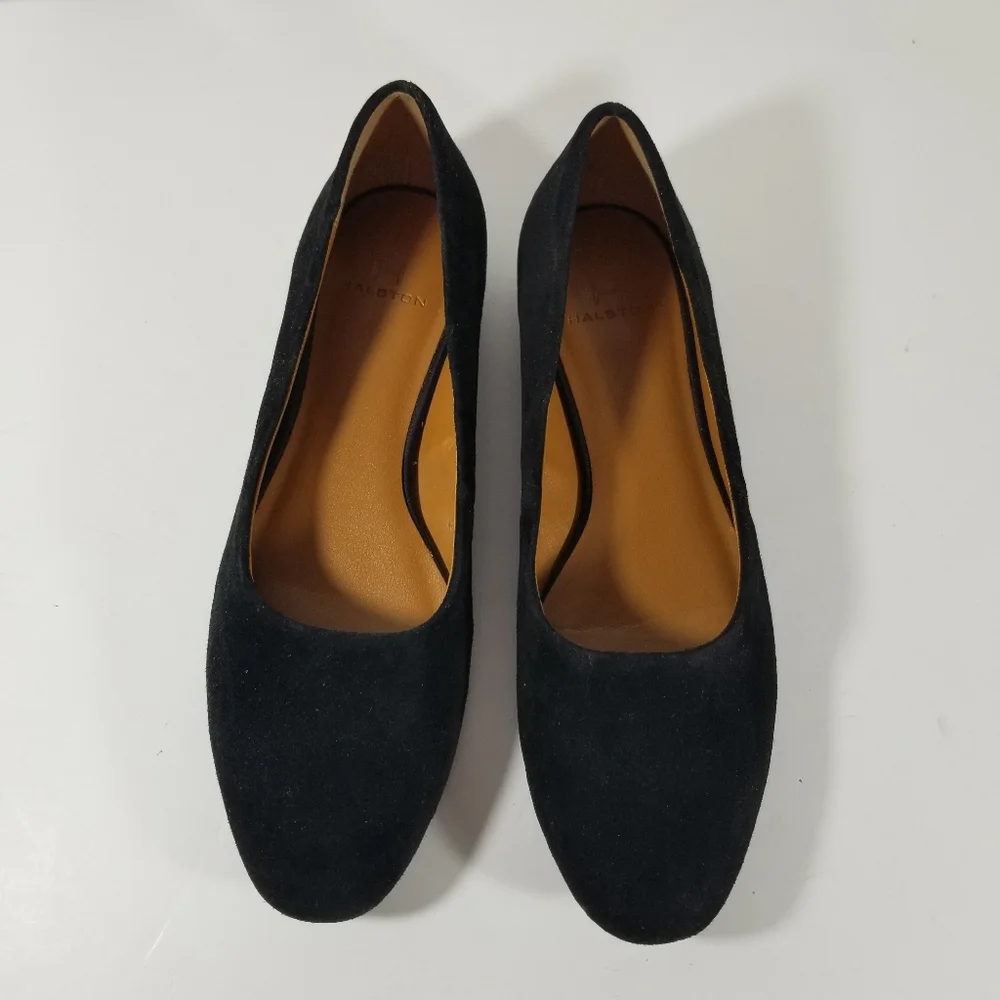 Halston Shoes Women's Size 5.5M Black Suede Leather Linda Flats